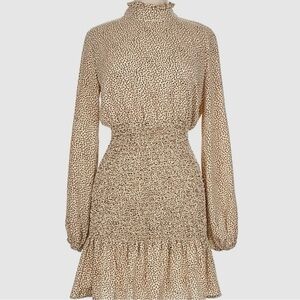 Elegant Tan Long-Sleeve Dress
